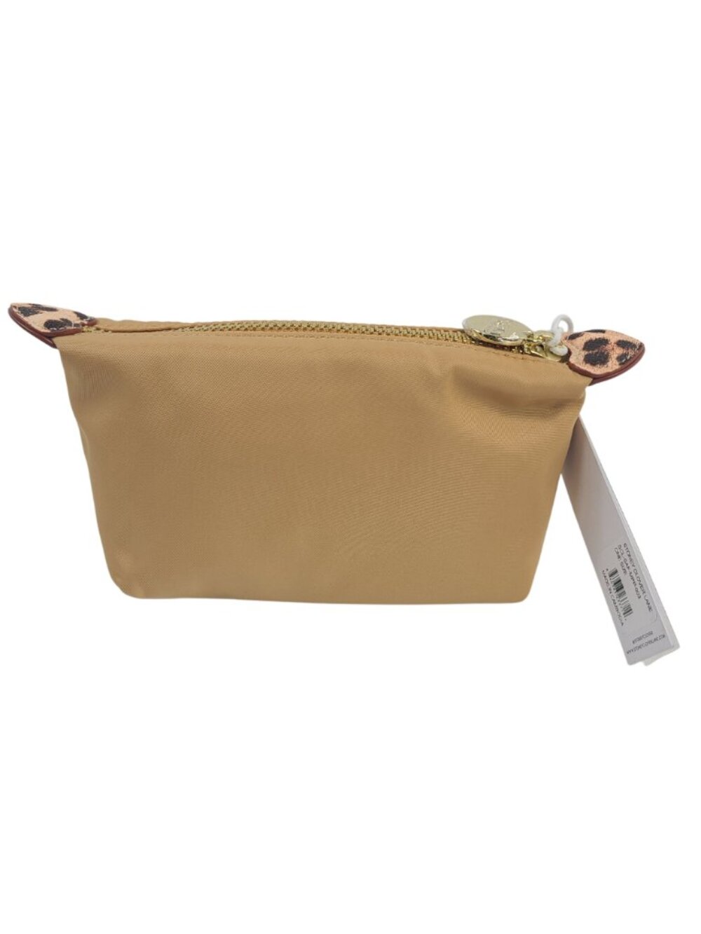 NEW Stoney Clover Lane Small Beige Nylon Pouch With Leopard Print Gold Zipper - Picture 4 of 7